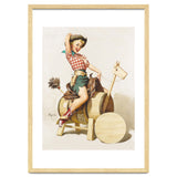 Pinup Cowgirl Riding A Wooden Horse Made Of Barrel thumbnail