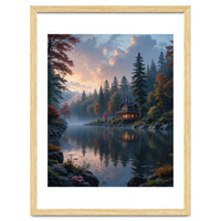 Serene Lakeside Retreat in Autumn Forest