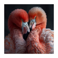 Two Flamingos Together Showing Affection (Print Only)