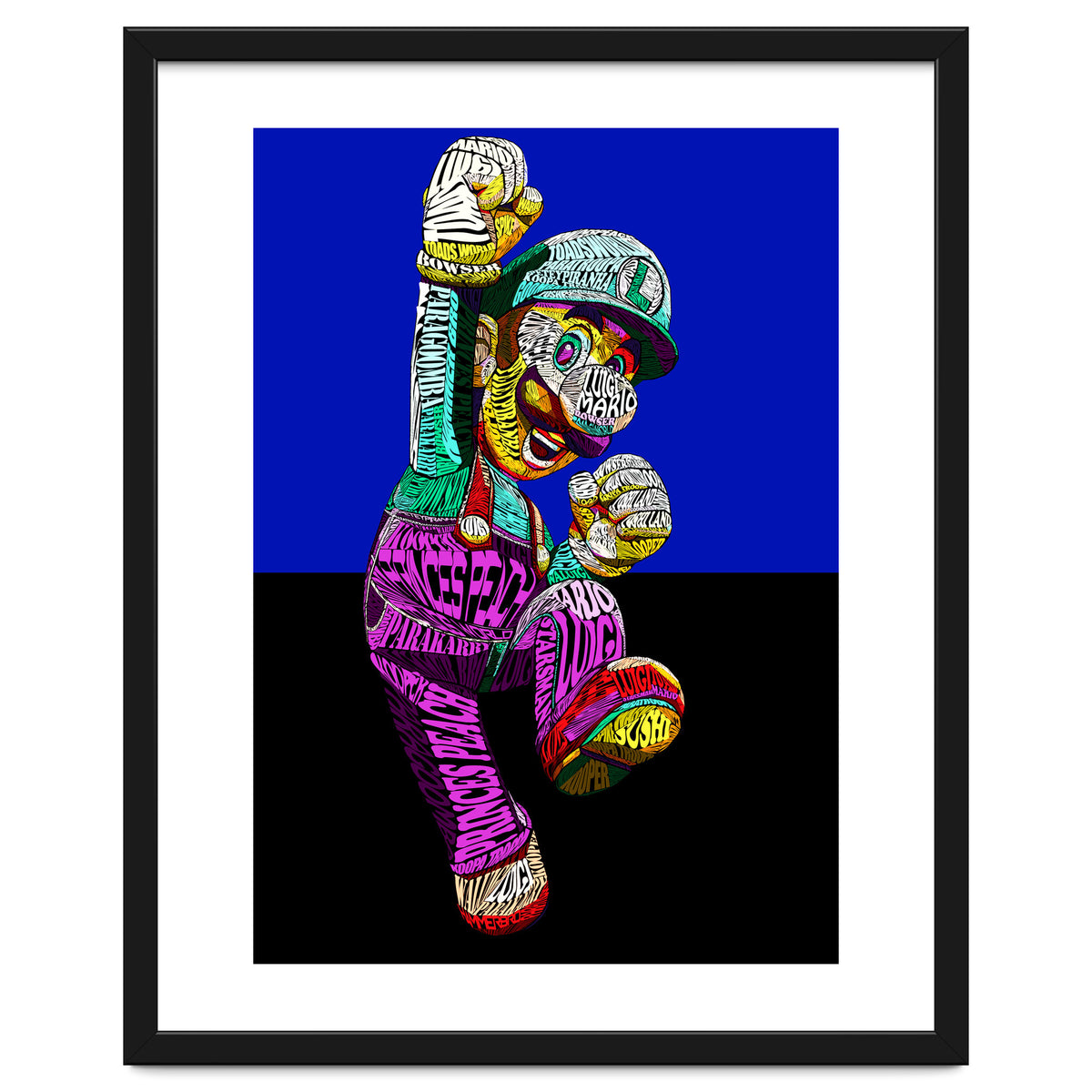 Mario Luigi Typo Style Cartoon Pop Art