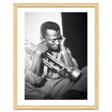 Jazz trumpeter Miles Davis early in his career playing in New York City, circa 1955. thumbnail