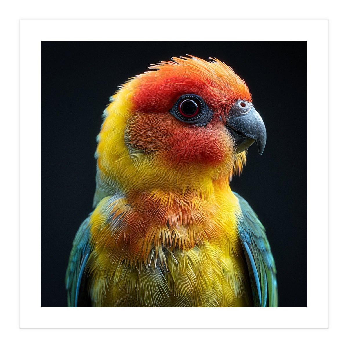 Vibrant Sun Conure Parrot Close Up Portrait (Print Only)