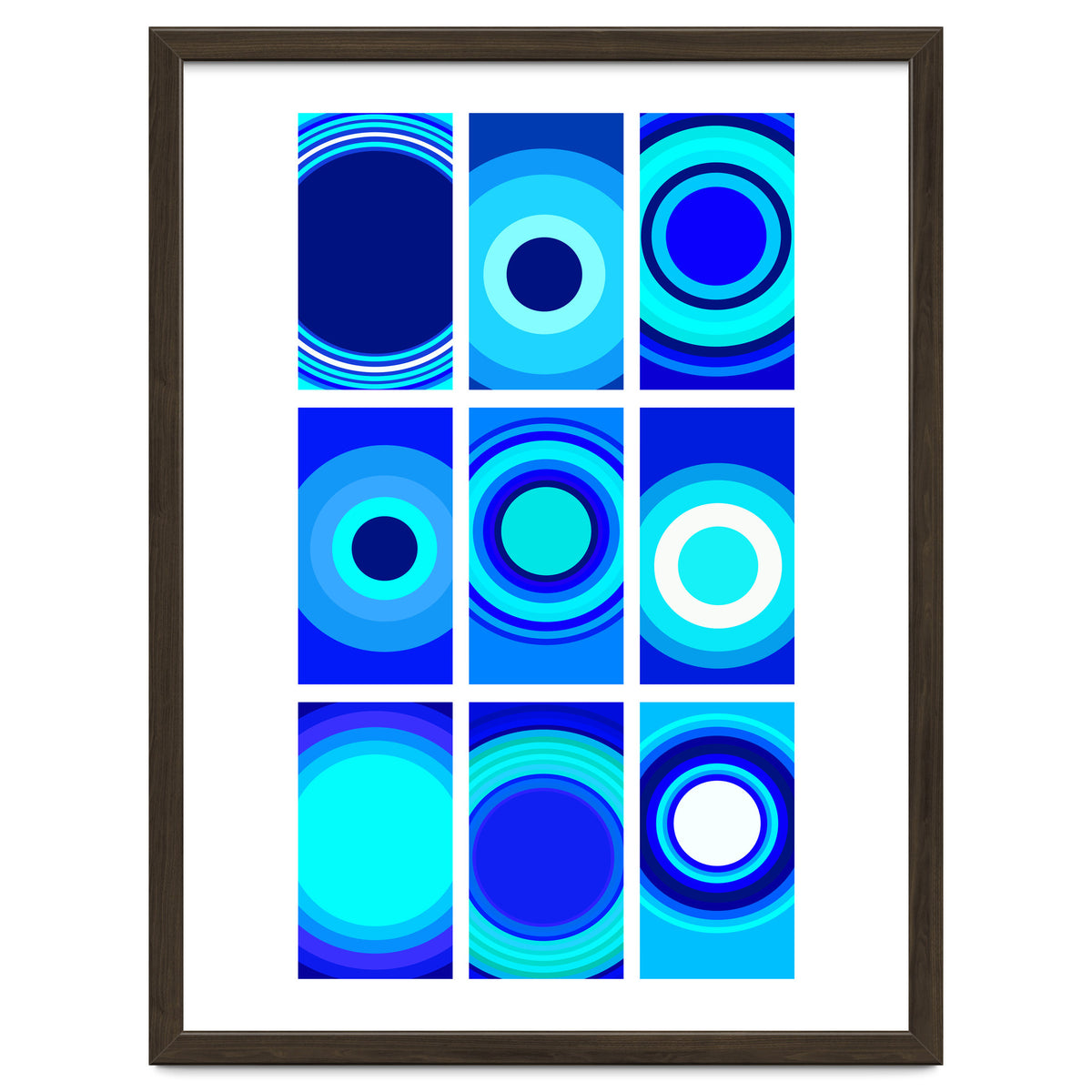Circles & Rectangles Alt Blue 3 X 3: 1