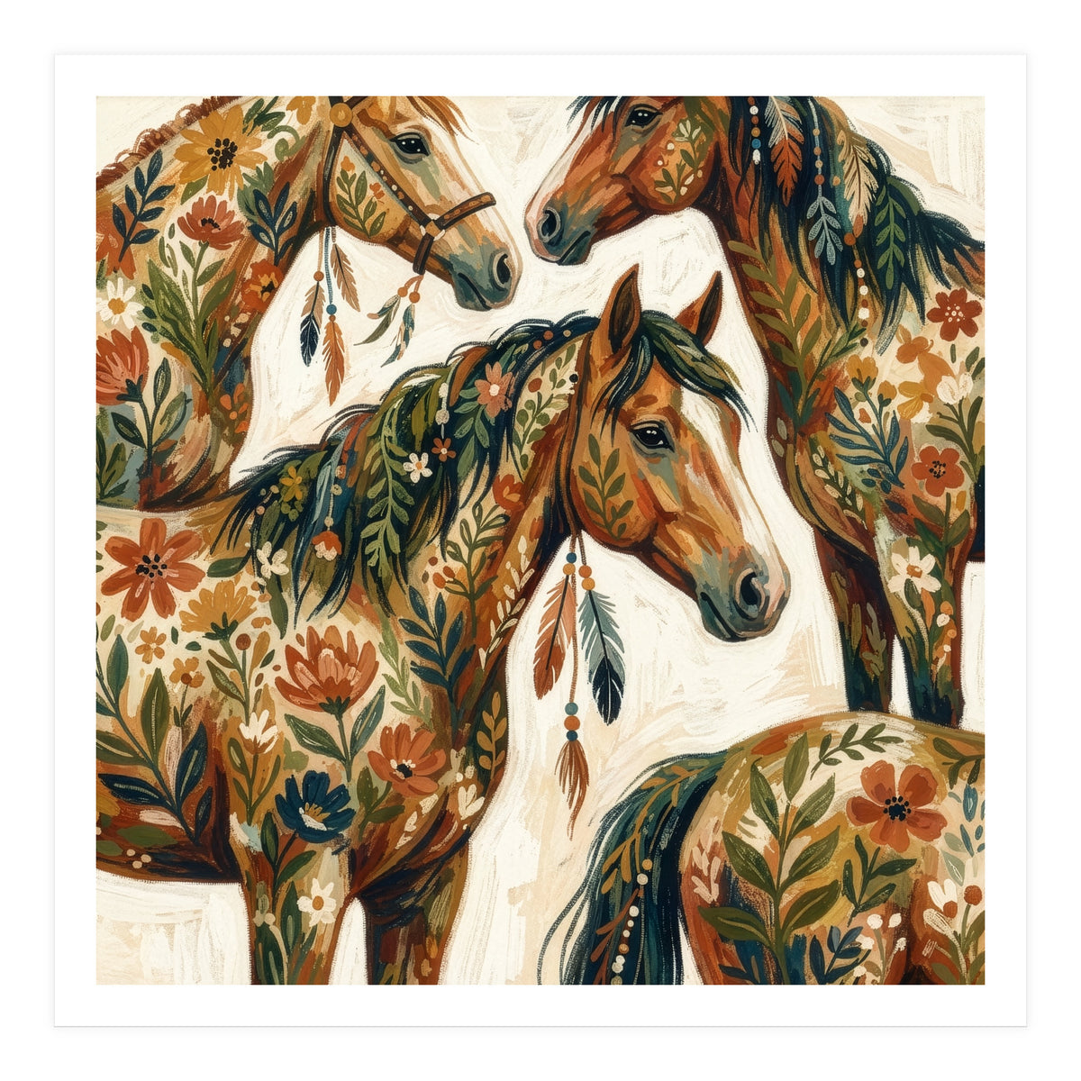 Rustic Horse Blossoms (Print Only)
