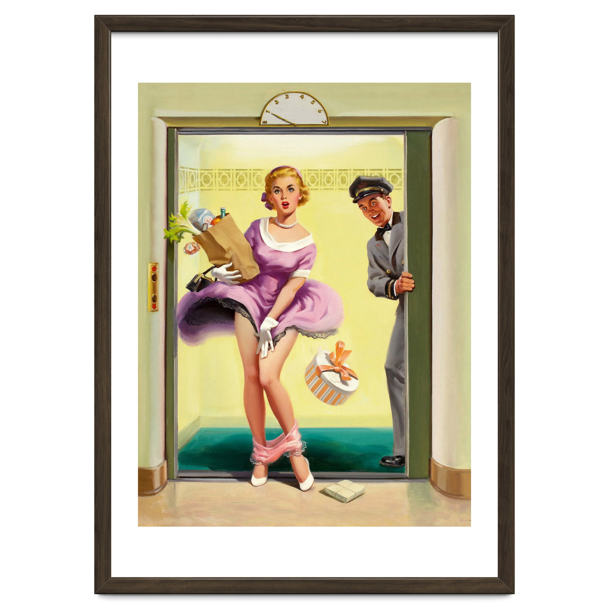 Pinup Sexy Girl Had Accident While Leaving The Elevator