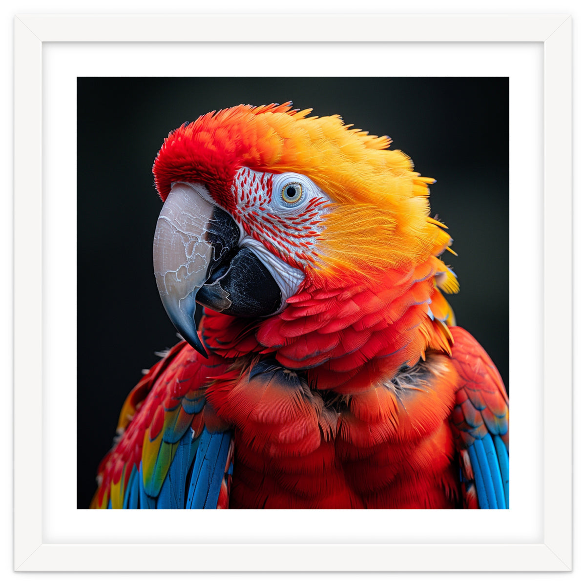 Scarlet Macaw Parrot Portrait Vivid Colors