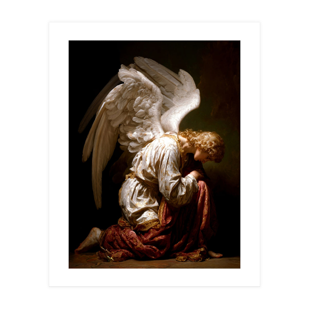 Kneeling Down Angel Renaissance inspired Religious Art (Print Only)