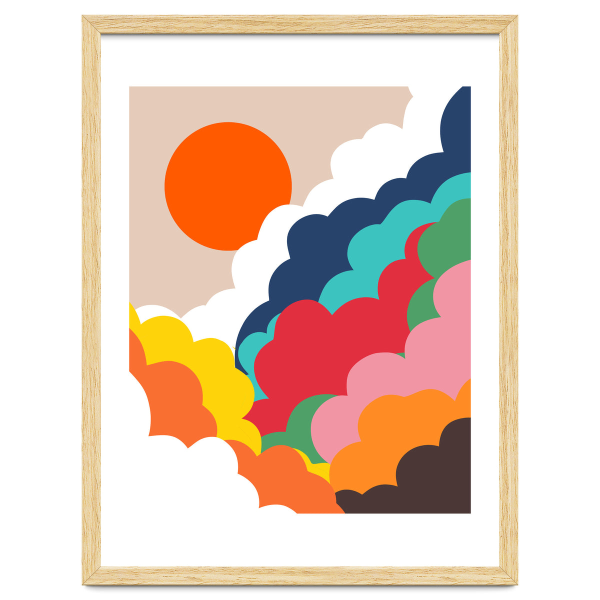Head In The Clouds, Positivity Nature Sunrise Sunset, Sky Bohemian Comic Retro Eclectic Illustration