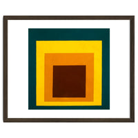 JOSEF ALBERS - HOMAGE TO THE SQUARE DARK GREEN YELLOW ORANGE BROWN