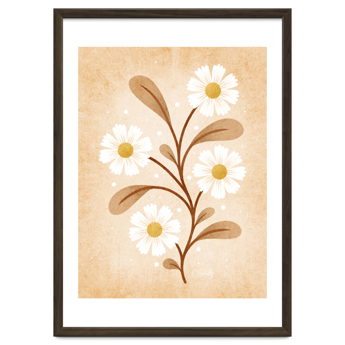 Vintage Beige Daisies