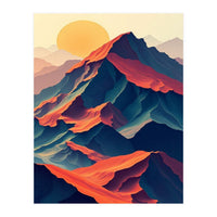 Dramatic Abstract Mountain Sunset Art (Print Only)