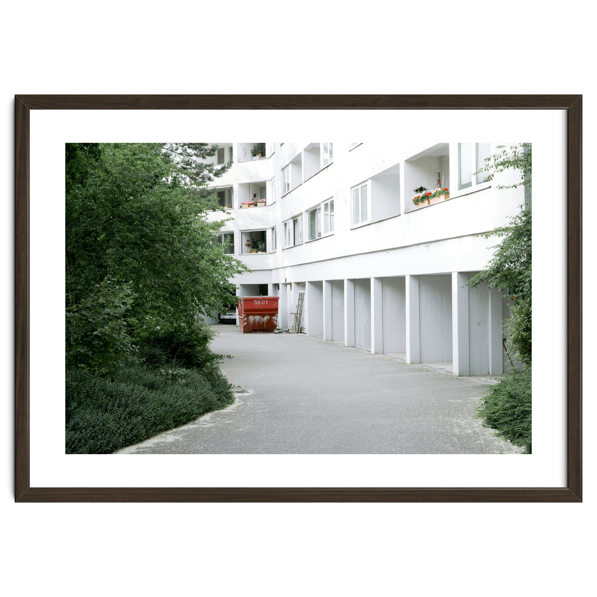 Red container in the residential site