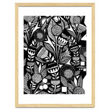 African Tribal, Black & White Abstract Drawing Sketch Line Art, Rustic Botanical Illustration, Bohemian Eclectic Scandinavian Vintage Bold thumbnail
