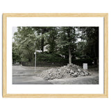 Piled-up rocks under construction on the street thumbnail