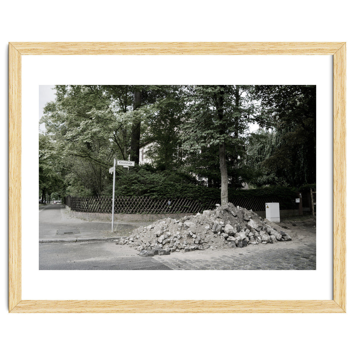 Piled-up rocks under construction on the street