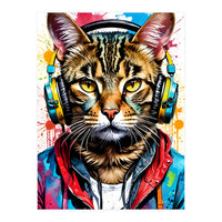 Cat In Headphones music (Print Only)