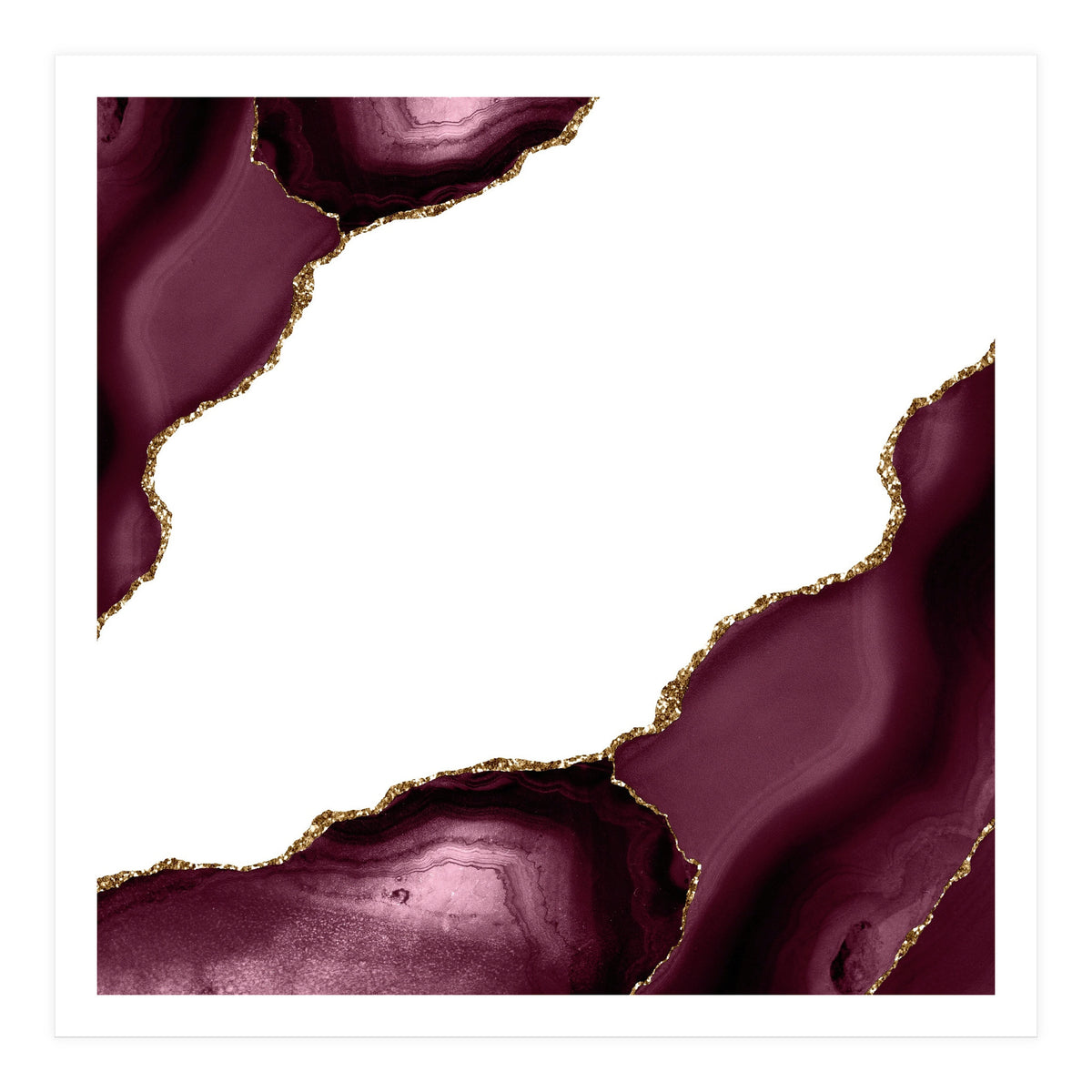 Burgundy & Gold Agate Texture 22  (Print Only)