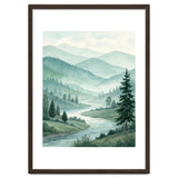 Serene Misty Mountain Valley Watercolor Painting thumbnail