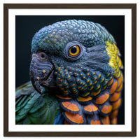 Close Up Portrait Of A Colorful Parrot's Face