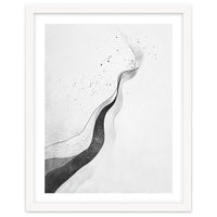 Abstract Black And White Ink Flowing Lines With Splatter