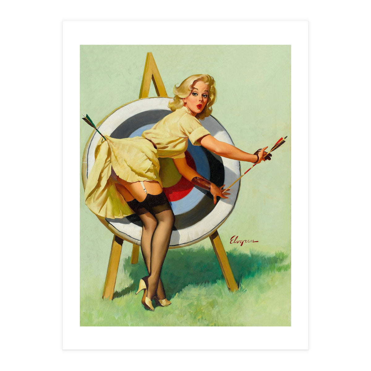 Pinup Sexy Girl On A Target (Print Only)