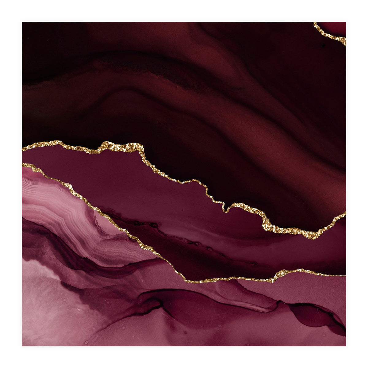 Burgundy & Gold Agate Texture 12 (Print Only)