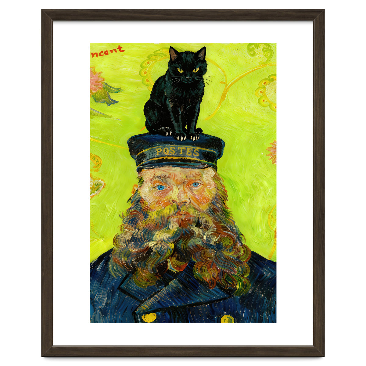 Black Cat on the Postman’s Hat, Van Gogh Inspired Painting