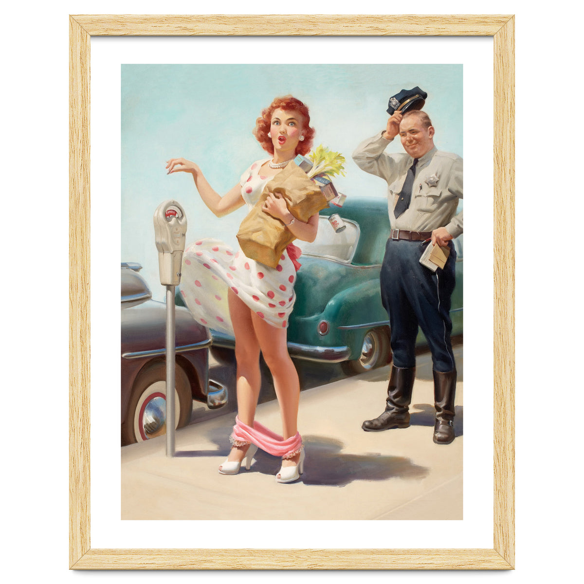 Sexy Pinup Shopping Girl And A Sudden Wind