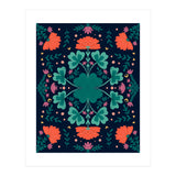 Clovers And Flowers Teal and Orange (Print Only) thumbnail