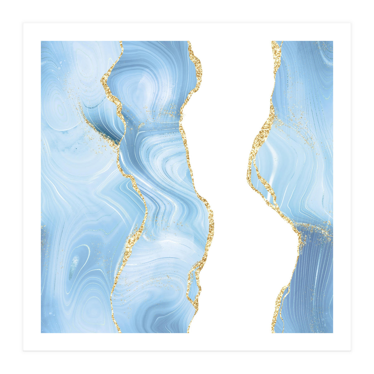 Blue & Gold Glitter Agate Texture 07 (Print Only)