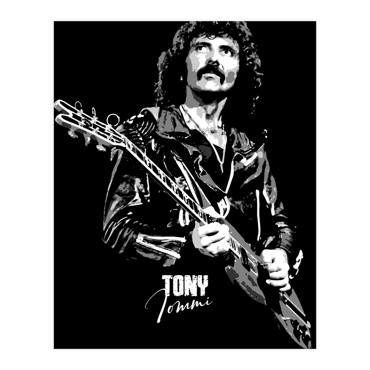 Tony Iommi American Musician Legend In Grayscale (Print Only)