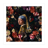 Girl With Pearl Earring And Flowers (Print Only) thumbnail