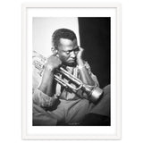 Jazz trumpeter Miles Davis early in his career playing in New York City, circa 1955. thumbnail
