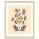 Snake And Flowers Beige And Indigo thumbnail
