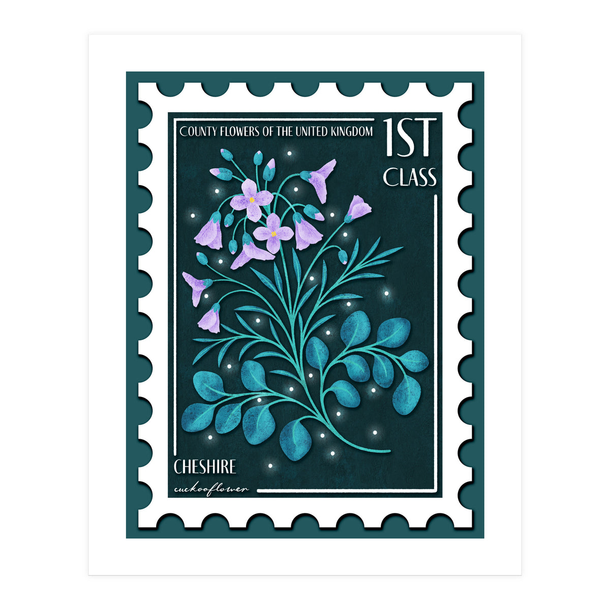 The Cheshire Cuckooflower Postage Stamp (Print Only)