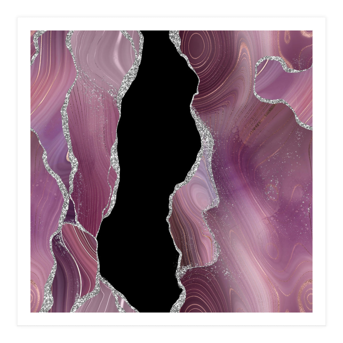 Mauve & Silver Agate Texture 01  (Print Only)