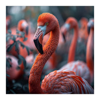 Beautiful Close Up Of A Pink Flamingo Bird (Print Only)