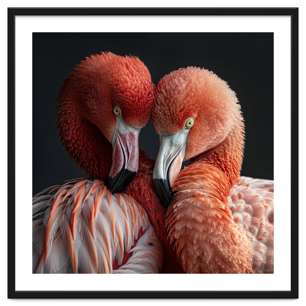Close Up Of Two Flamingos Nuzzling Together
