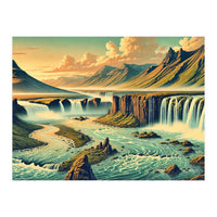 Vintage Iceland, Landscape Poster (Print Only)