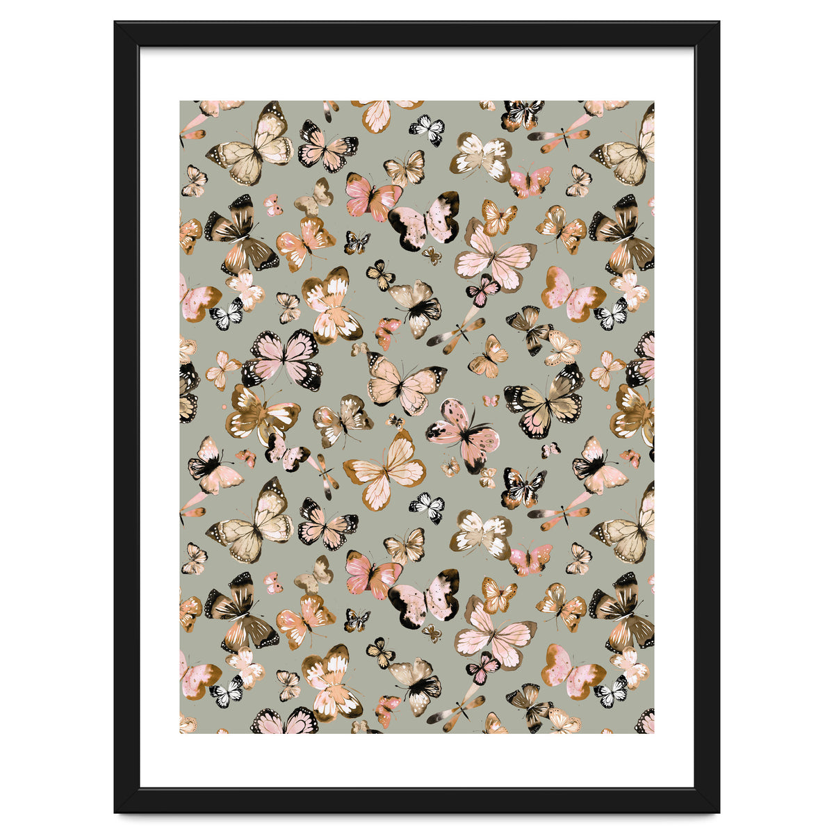 Flying Butterflies Gold Beige