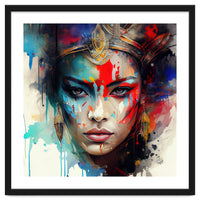 Crowned Mask Asian Warrior Portrait