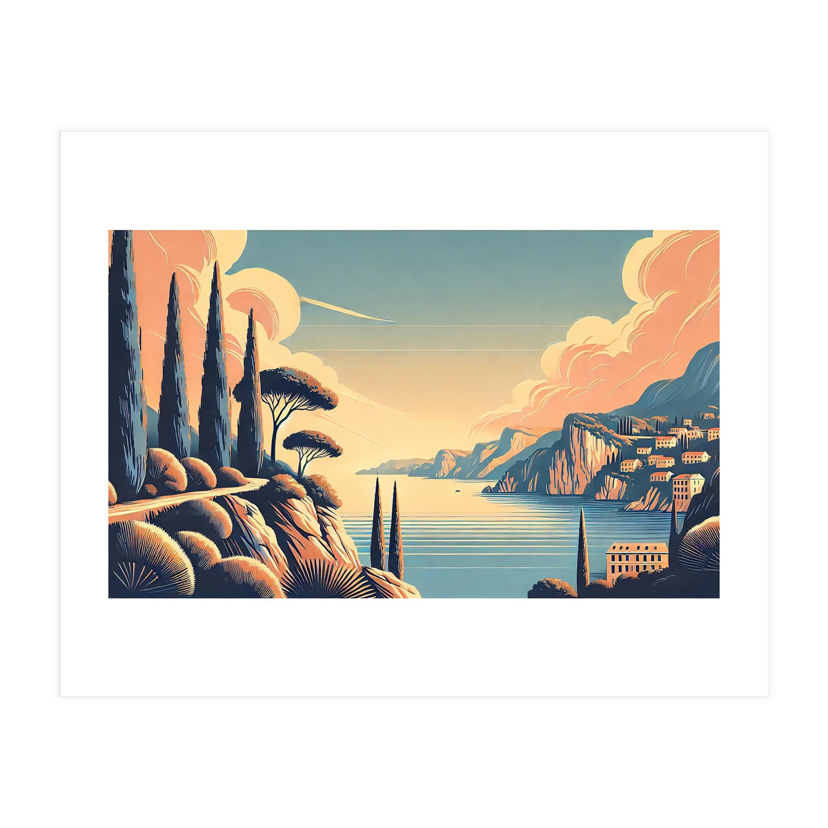 Vintage French Riviera Poster, France (Print Only)
