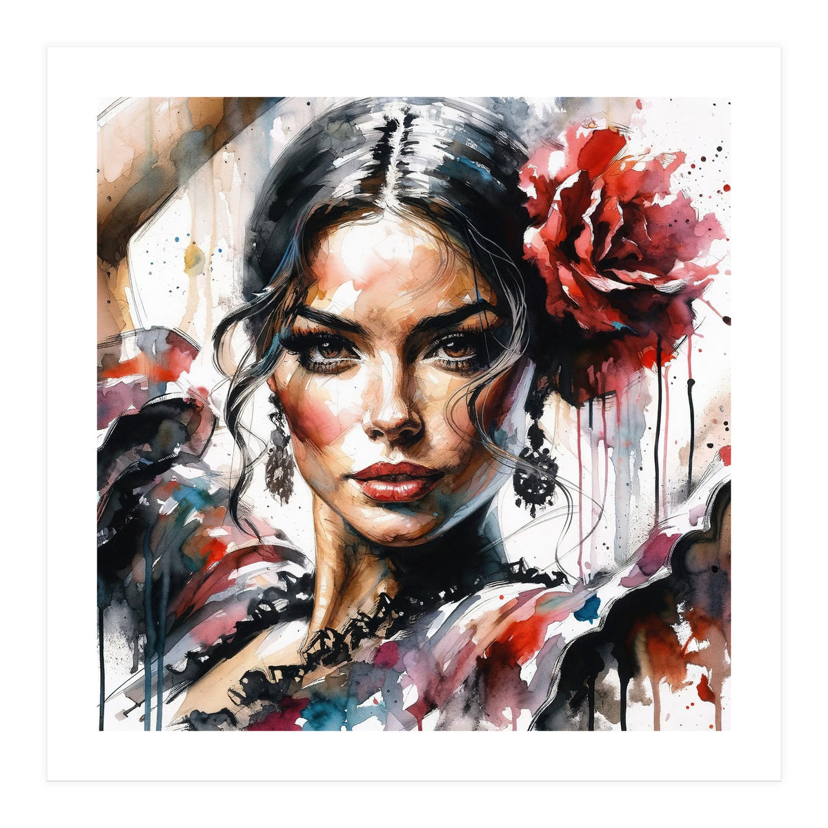 Watercolor Flamenco Dancer #2 (Print Only)