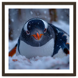 Close Up Gentoo Penguin In Snowy Landscape thumbnail