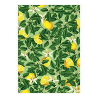 Lemonade Garden, Green Fresh Lemon Botanical Illustration, Vibrant Summer Tropical Fruit Nature (Print Only)