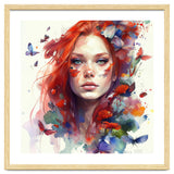 Watercolor Floral Red Hair Woman #9 thumbnail