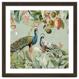 Vintage Exotic Asian Peacocks In Tropical Jungle Landscape thumbnail
