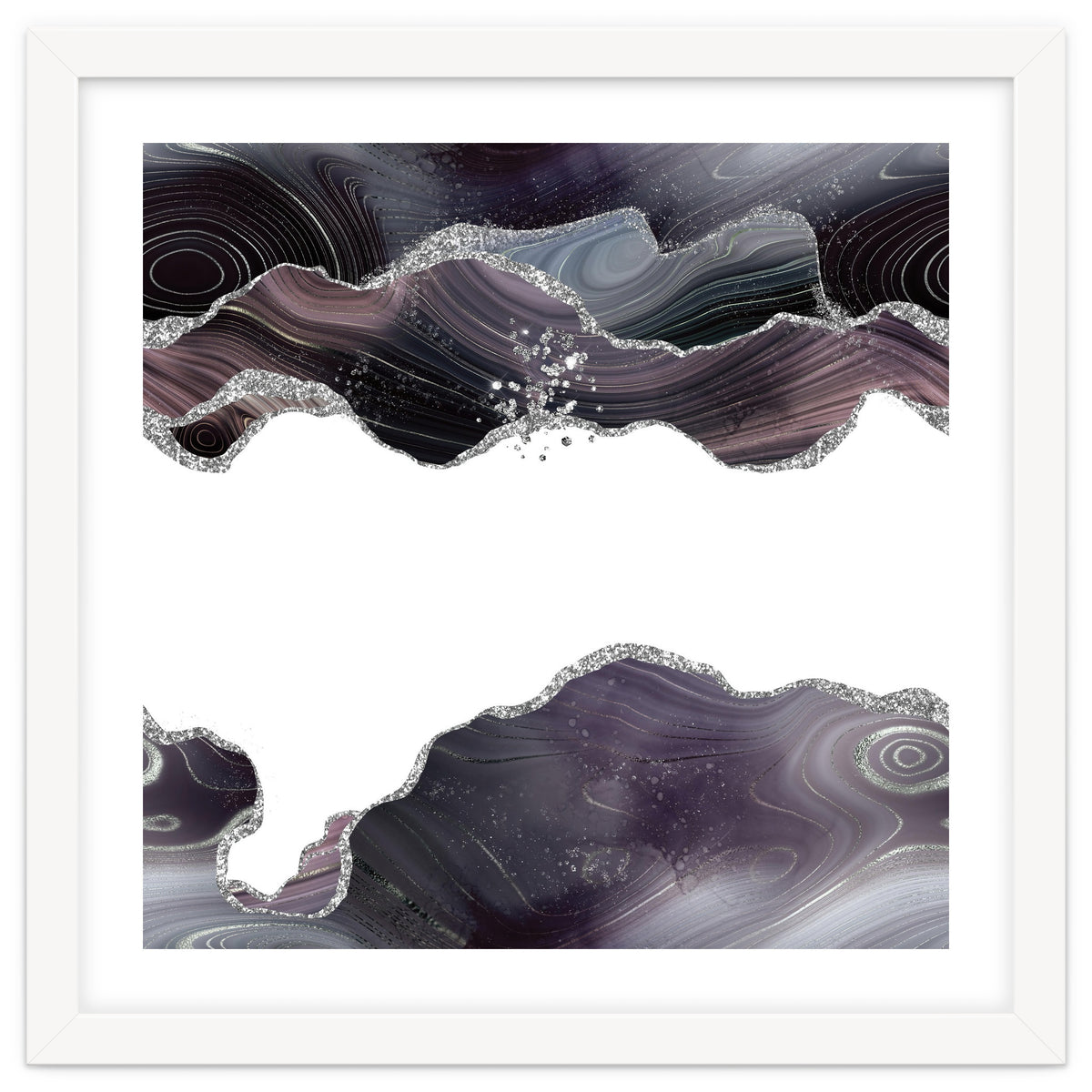 Black & Silver Glitter Agate Texture 07