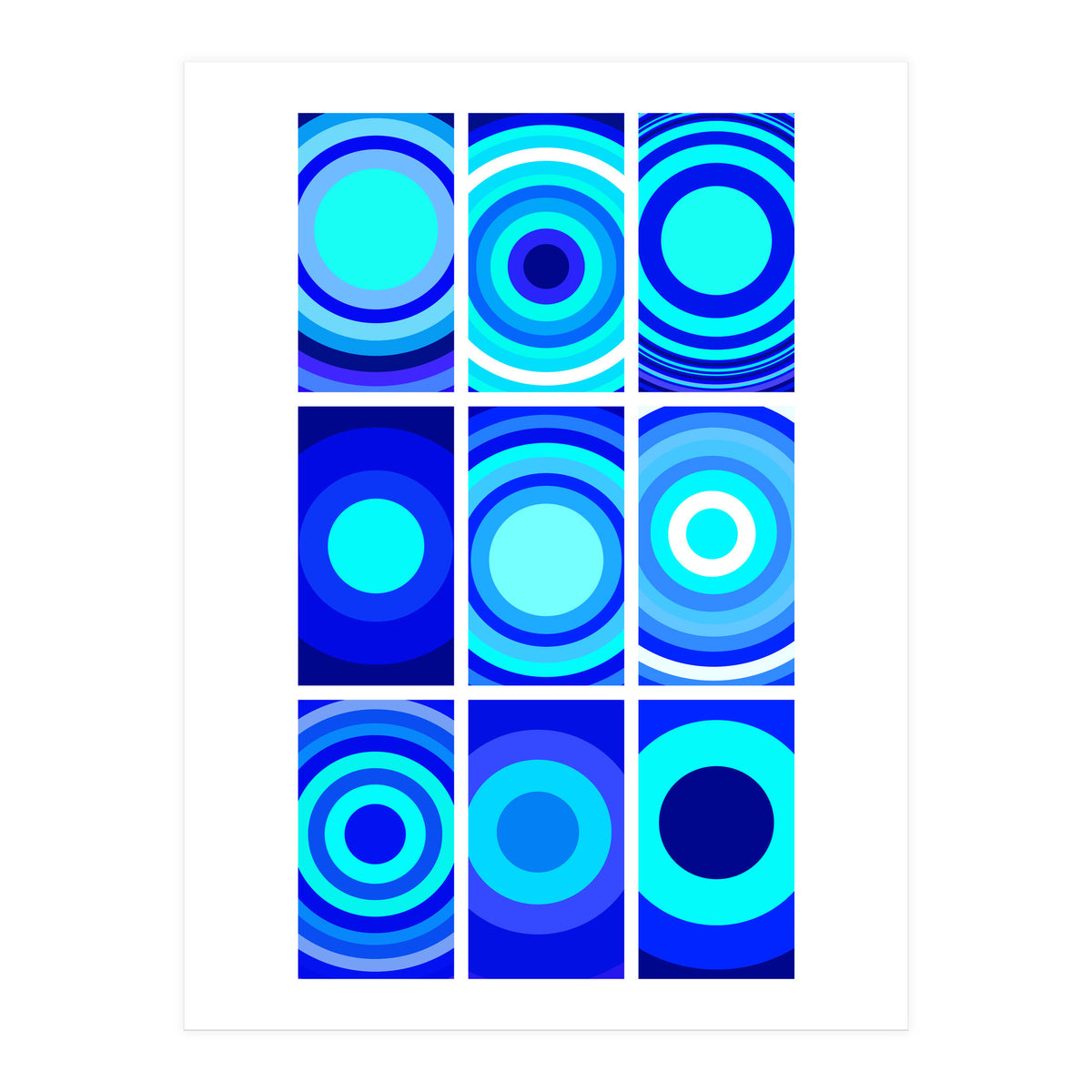 Circles & Rectangles Alt Blue 3 X 3: 2 (Print Only)