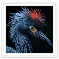 Blue Heron Bird Head With Orange Crown